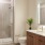 a bathroom with a glass shower